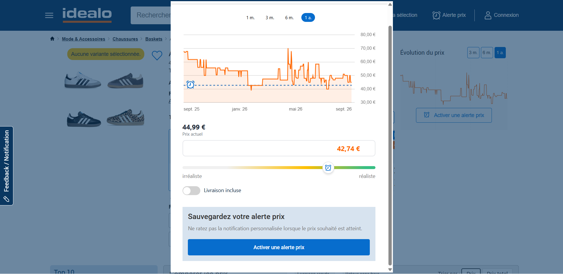 Checkez la courbe et posez une alerte sur idealo